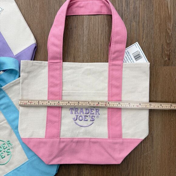 Trader Joe's Mini Tote Bag Set of 4 Pastel Colors Limited Ed Spring Easter NEW 3 - Picture 3 of 9